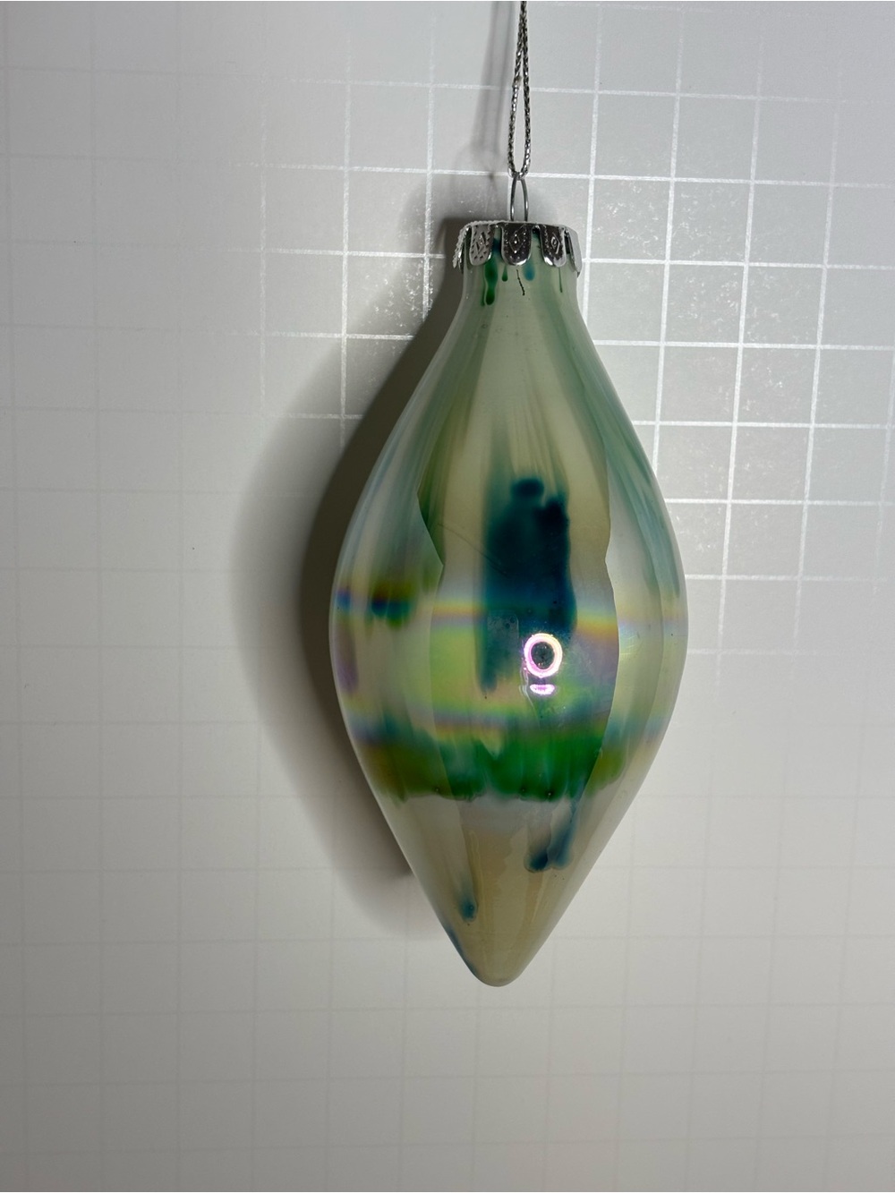 Green Iridescent Glass Hanging Ornament